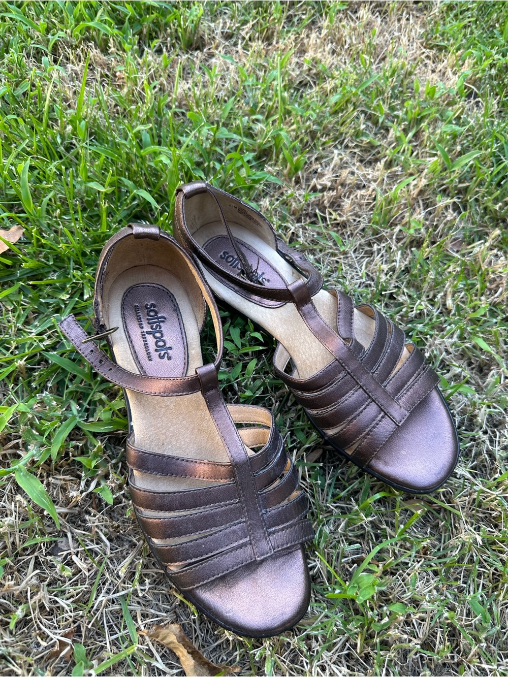 Softspots Metallic Bronze Strappy Sandals